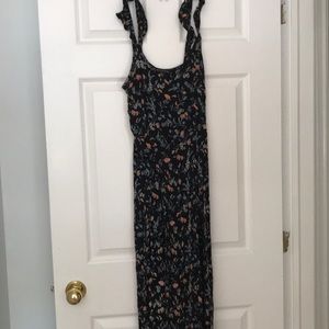 Maxi dress with flowers, Rushed straps